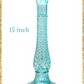 15-Inch Turquoise Pressed Glass Candle Holder