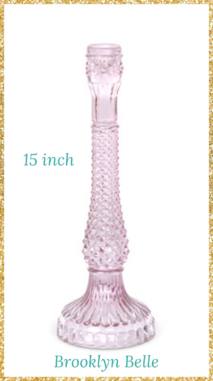 15-Inch Violet Pressed Glass Candle Holder