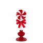 17" December Diamonds Red and White Peppermint Candy Lollipop On Red Base