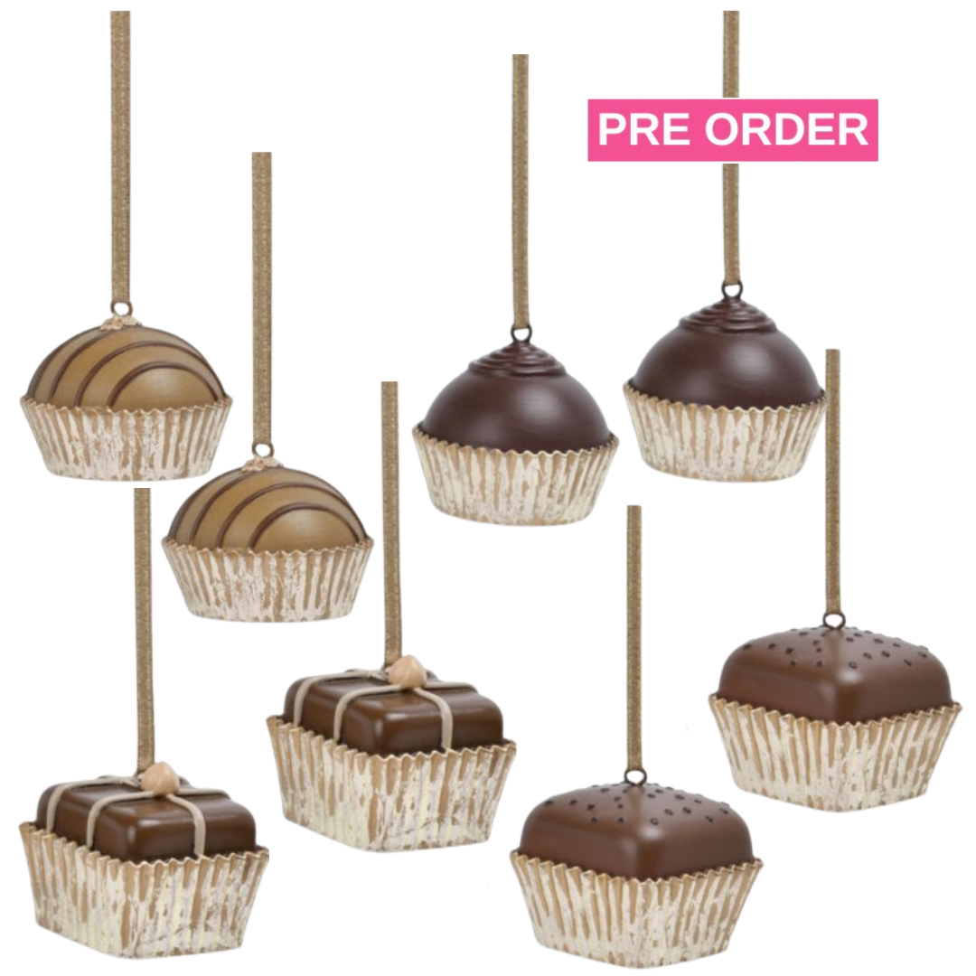 December Diamonds Set of 8 Chocolate Petit Fours Ornaments 4 Asst  Le Chocolat Sweet Dessert Collection