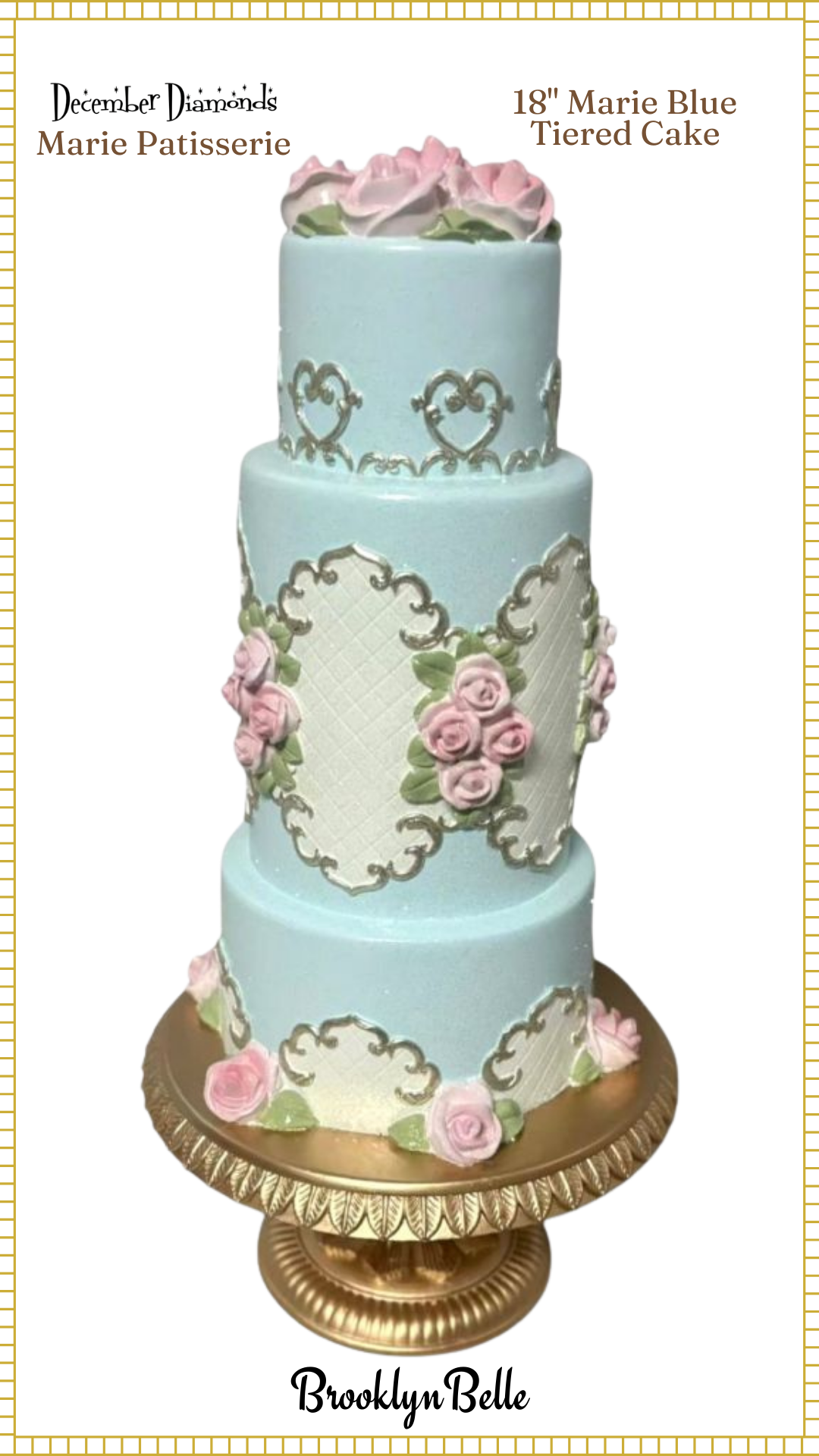 December Diamonds 18in Marie Blue Tiered Cake  Marie's Patisserie Sweet Collection
