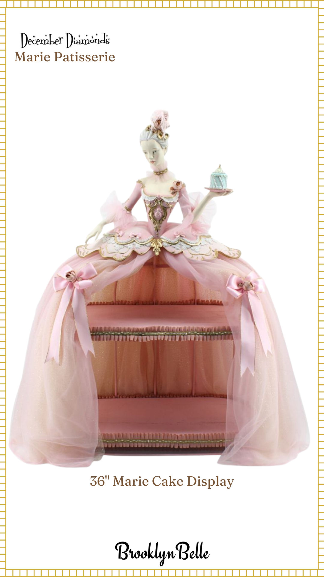 December Diamonds 36" Marie Cake Displayer Server   Pink and Gold Lady Server