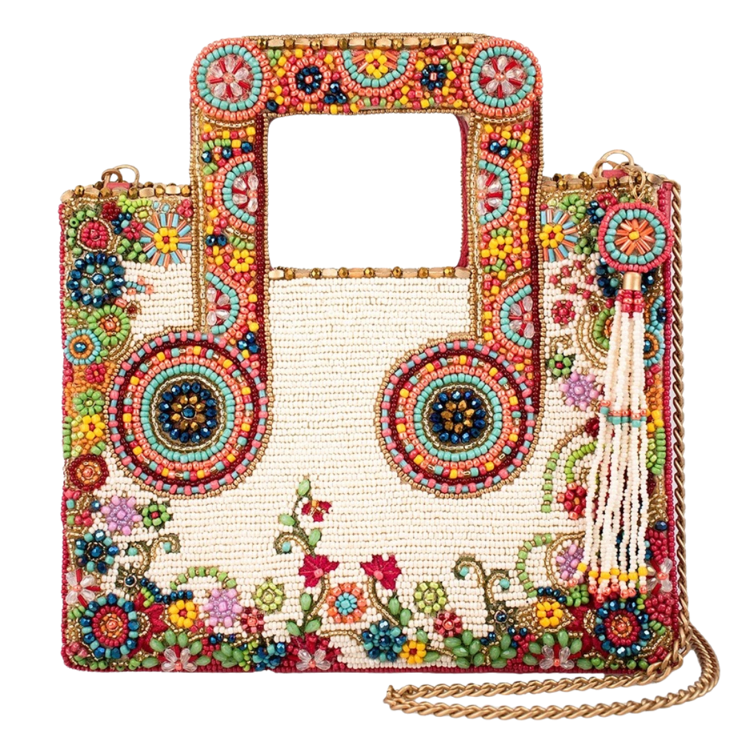 Mary Frances Play with Me Beaded Music Note Top Handle Multi Color Crossbody Handbag   Mary Frances Fashion Bag