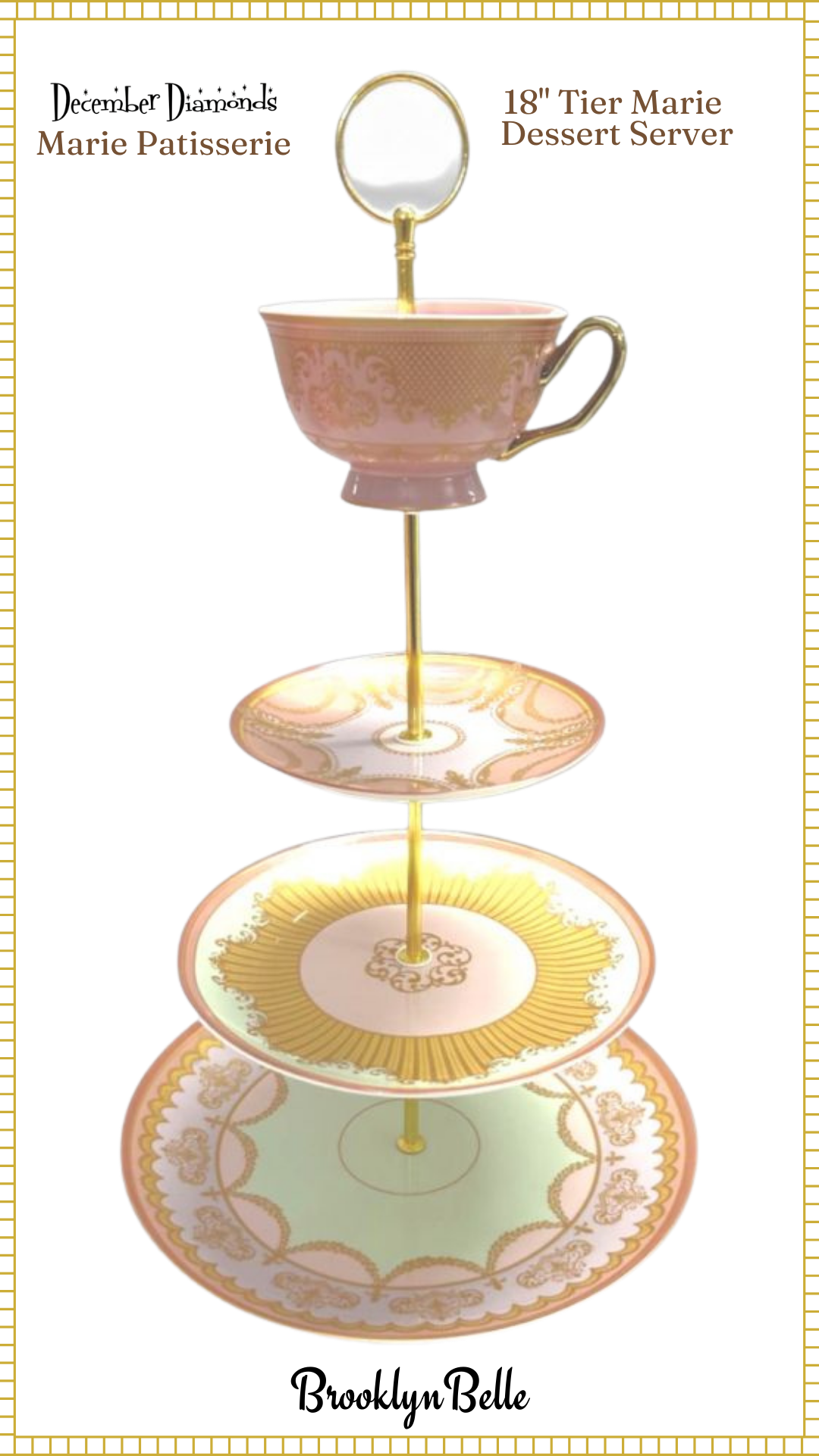 December Diamonds 18 inch 3 Tier Marie Dessert Server   Marie's Patisserie Collection