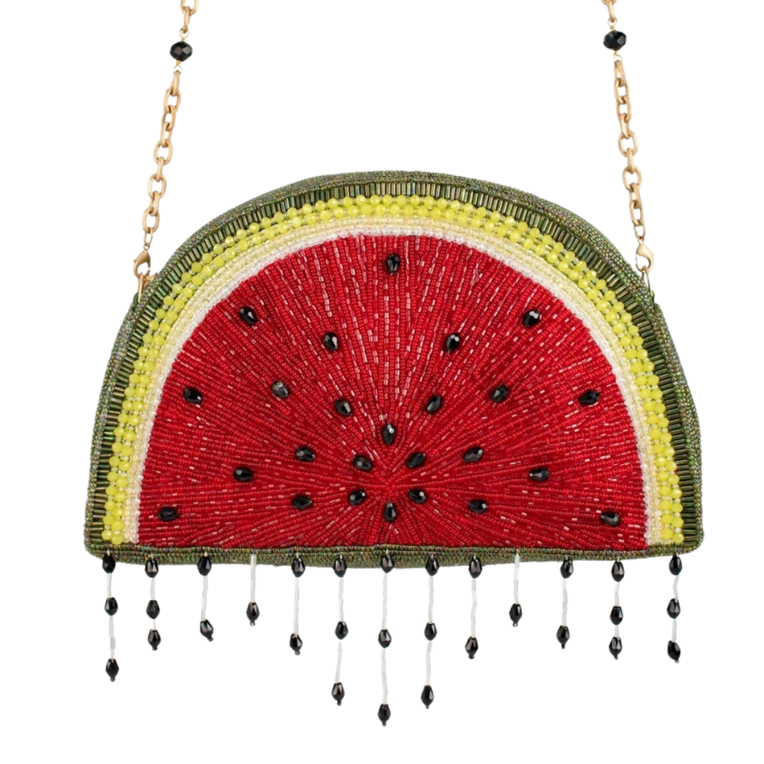 Mary Frances Hello Watermelon Beaded Watermelon Slice Crossbody Handbag   Mary Frances Fashion Bag
