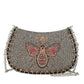 Mary Frances Crystal Buzz Beaded Bee with Crown Crossbody Handbag