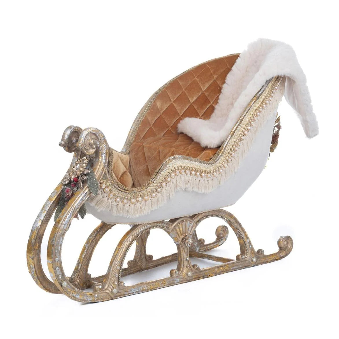 Katherine's Collection Comfort and Joy Sleigh with Faux Fur Blanket Christmas Decor