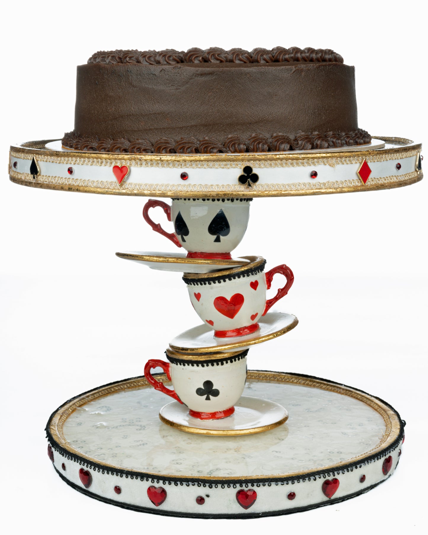 Katherine's Collection Topsy Turvy Teacup Cake Plate   Katherine's Collection Hearts and Wonderland