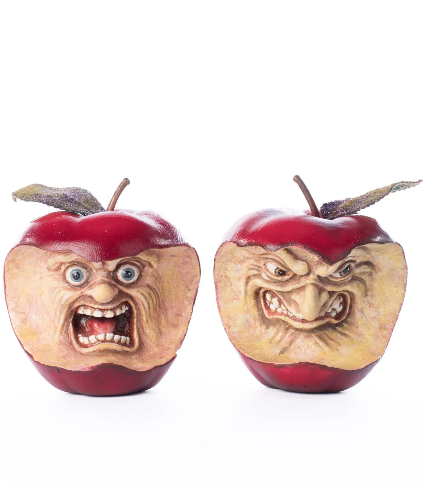 Katherine's Collection Toxic Terry and Noxious Nelson Apples Set of 2  Katherine's Collection Halloween Apple Decorations