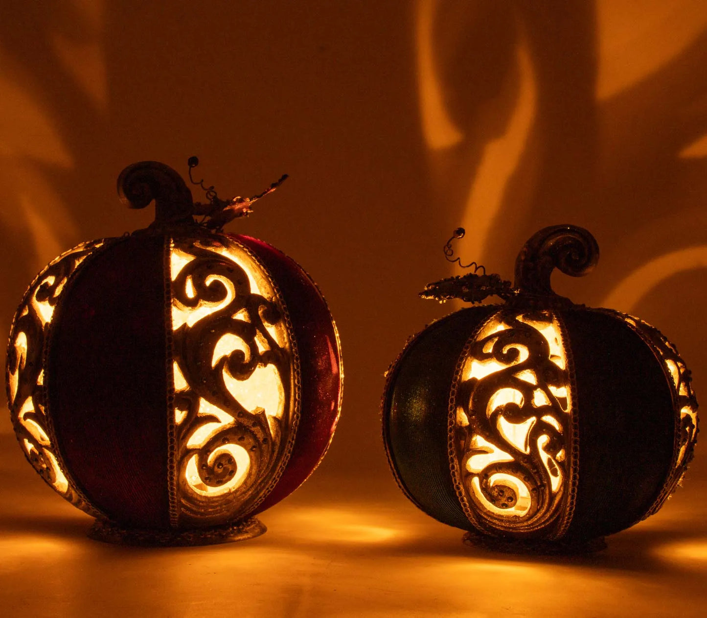 Katherine's Collection A Grimm Halloween Scrollwork Pumpkins Set of 2  Katherine's Collection Halloween Pumpkin Decorations