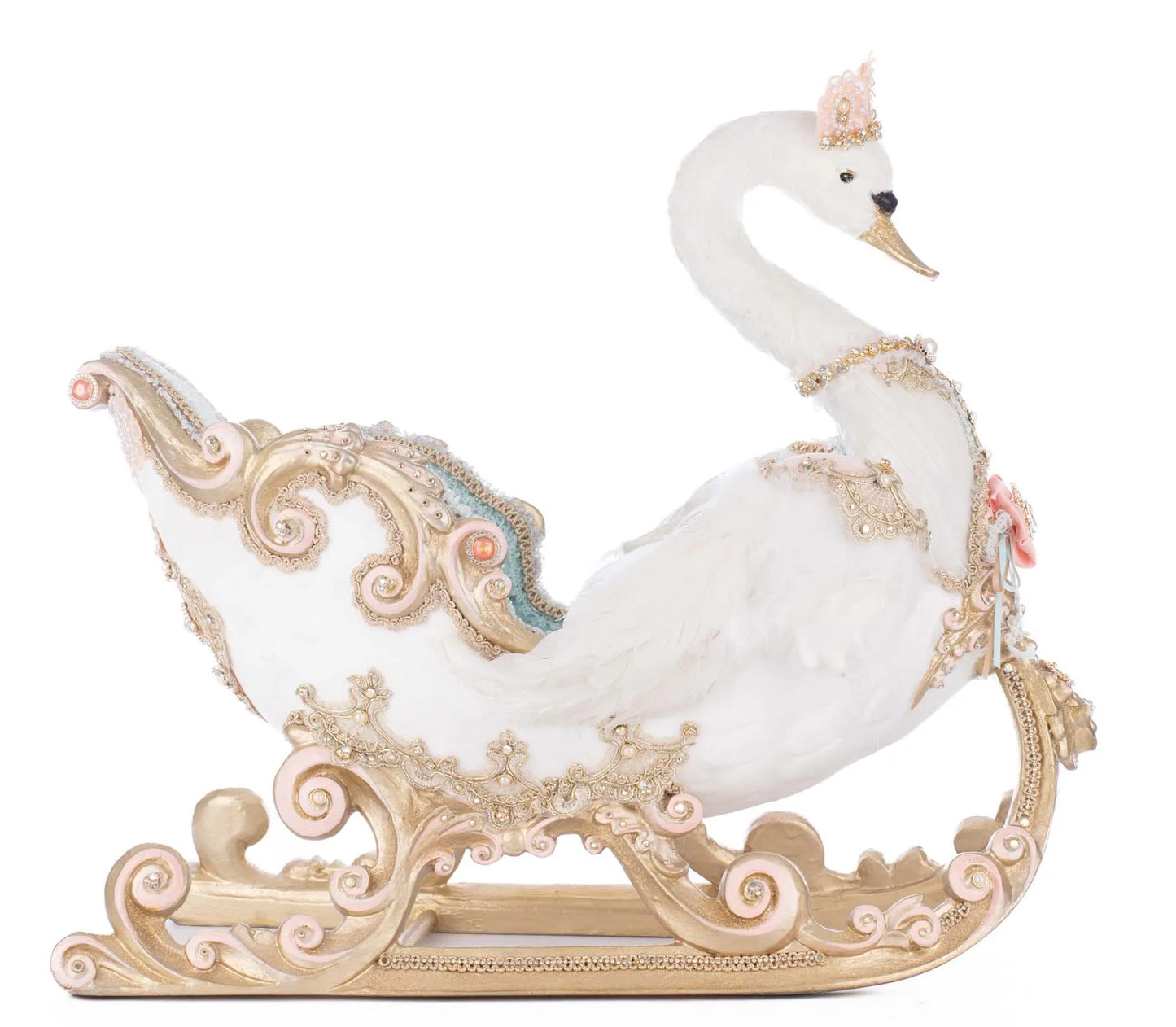 Katherine's Collection Christmas Joyeux Noel Swan Sleigh   Katherine's Collection Christmas Decoration