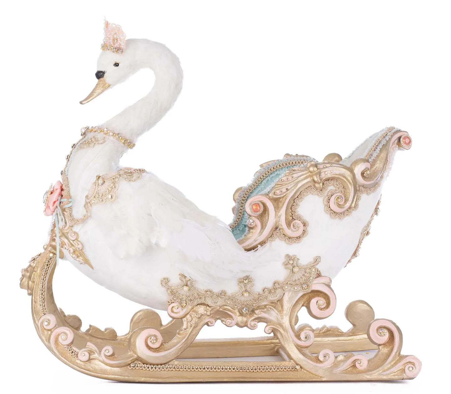 Katherine's Collection Christmas Joyeux Noel Swan Sleigh   Katherine's Collection Christmas Decoration