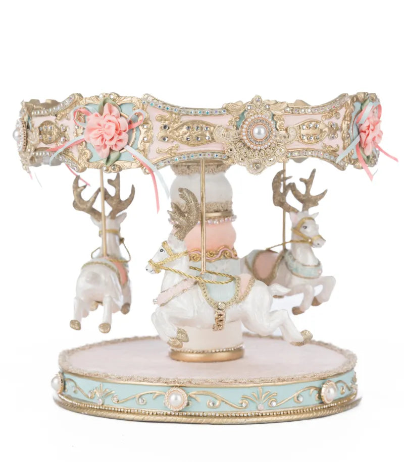 Katherine's Collection Christmas Joyeux Noel Carousel Cake Plate   Katherine's Collection Dessert Stand