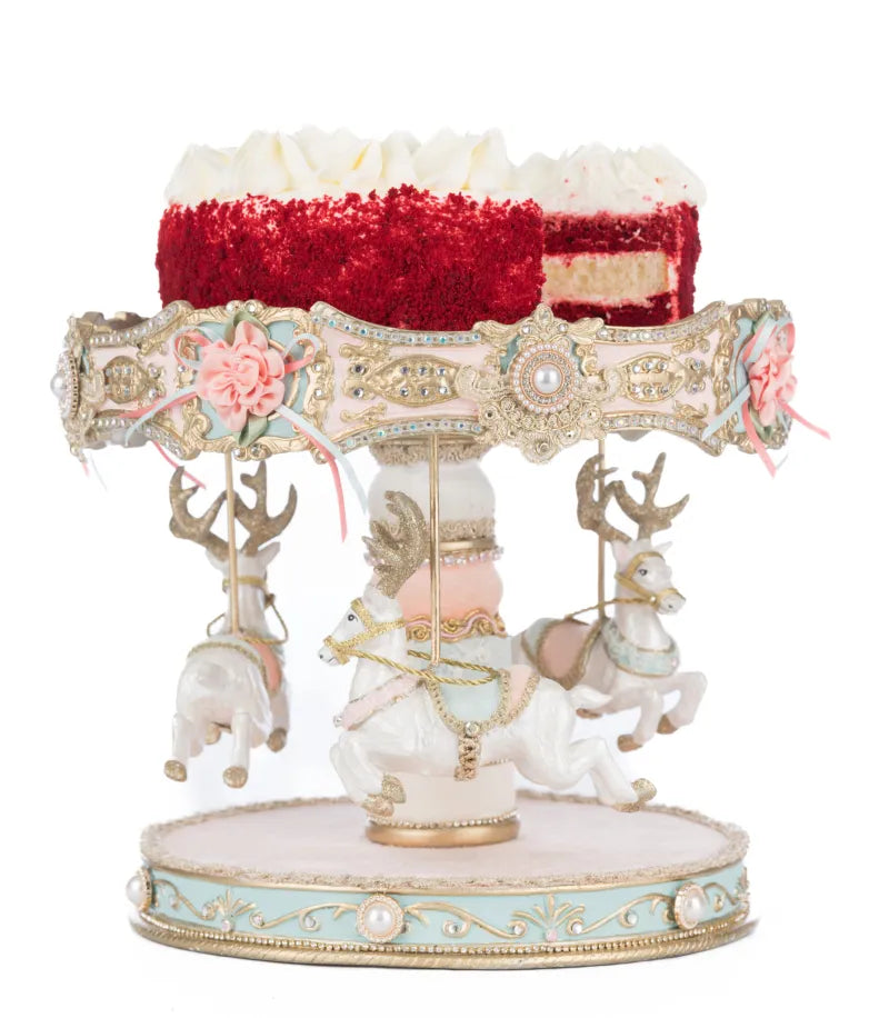 Katherine's Collection Christmas Joyeux Noel Carousel Cake Plate   Katherine's Collection Dessert Stand