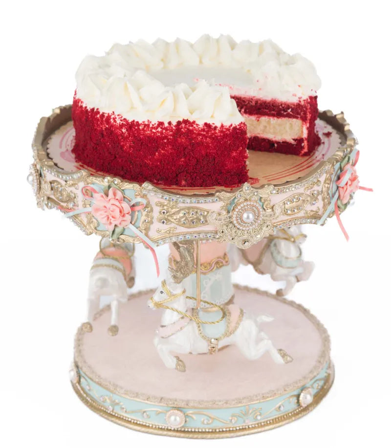 Katherine's Collection Christmas Joyeux Noel Carousel Cake Plate   Katherine's Collection Dessert Stand