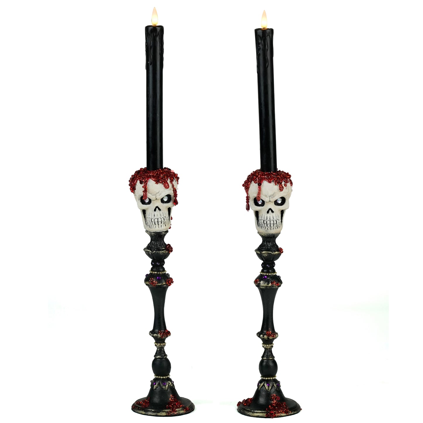 Skull Candlesticks Set of 2  Katherine's Collection Kiss Of Death