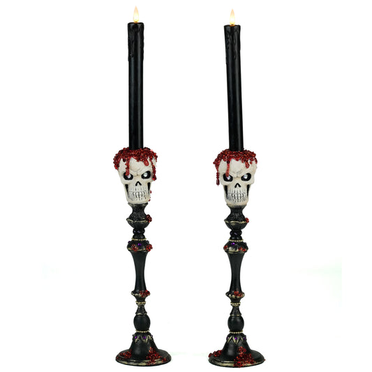 Skull Candlesticks Set of 2  Katherine's Collection Kiss Of Death