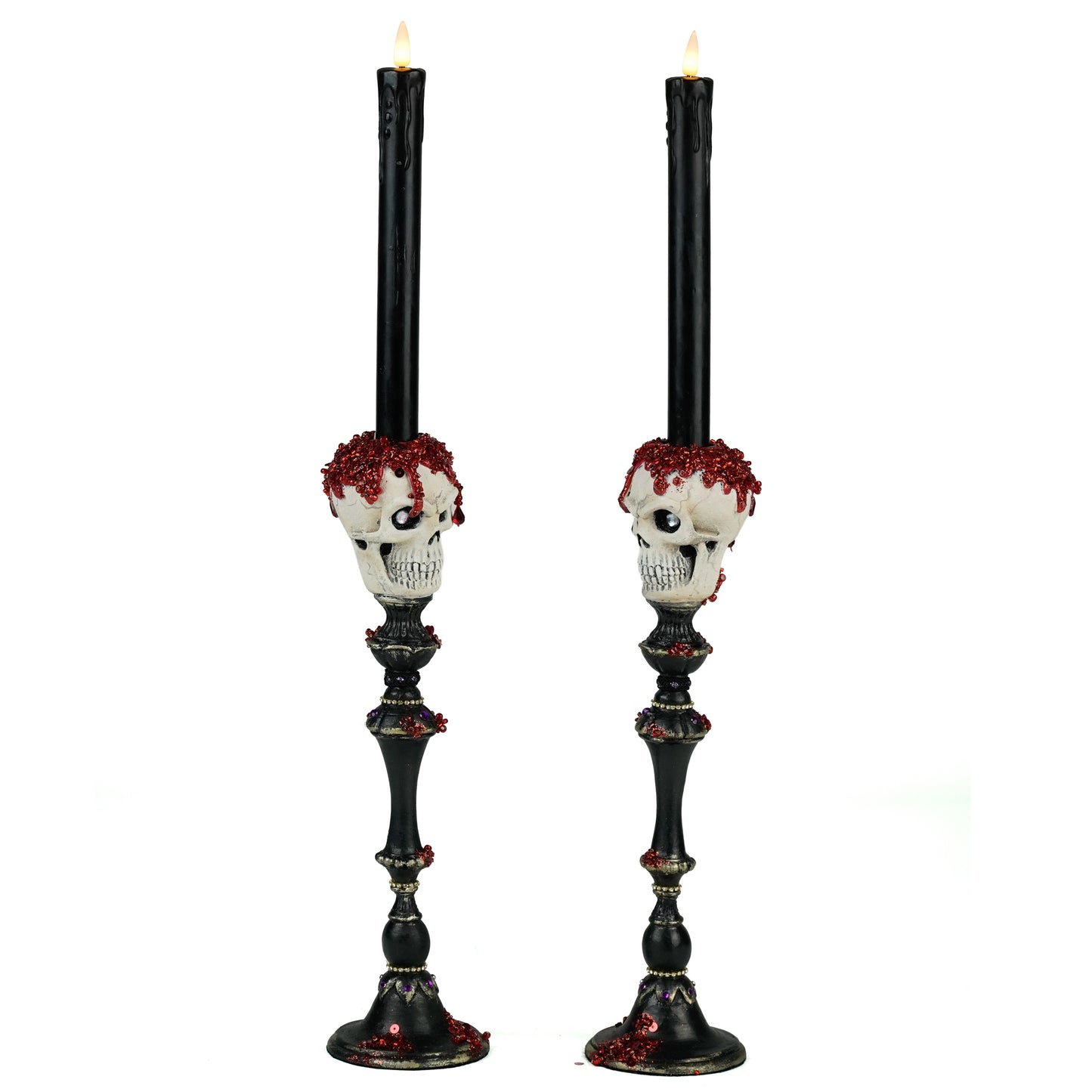 Skull Candlesticks Set of 2  Katherine's Collection Kiss Of Death