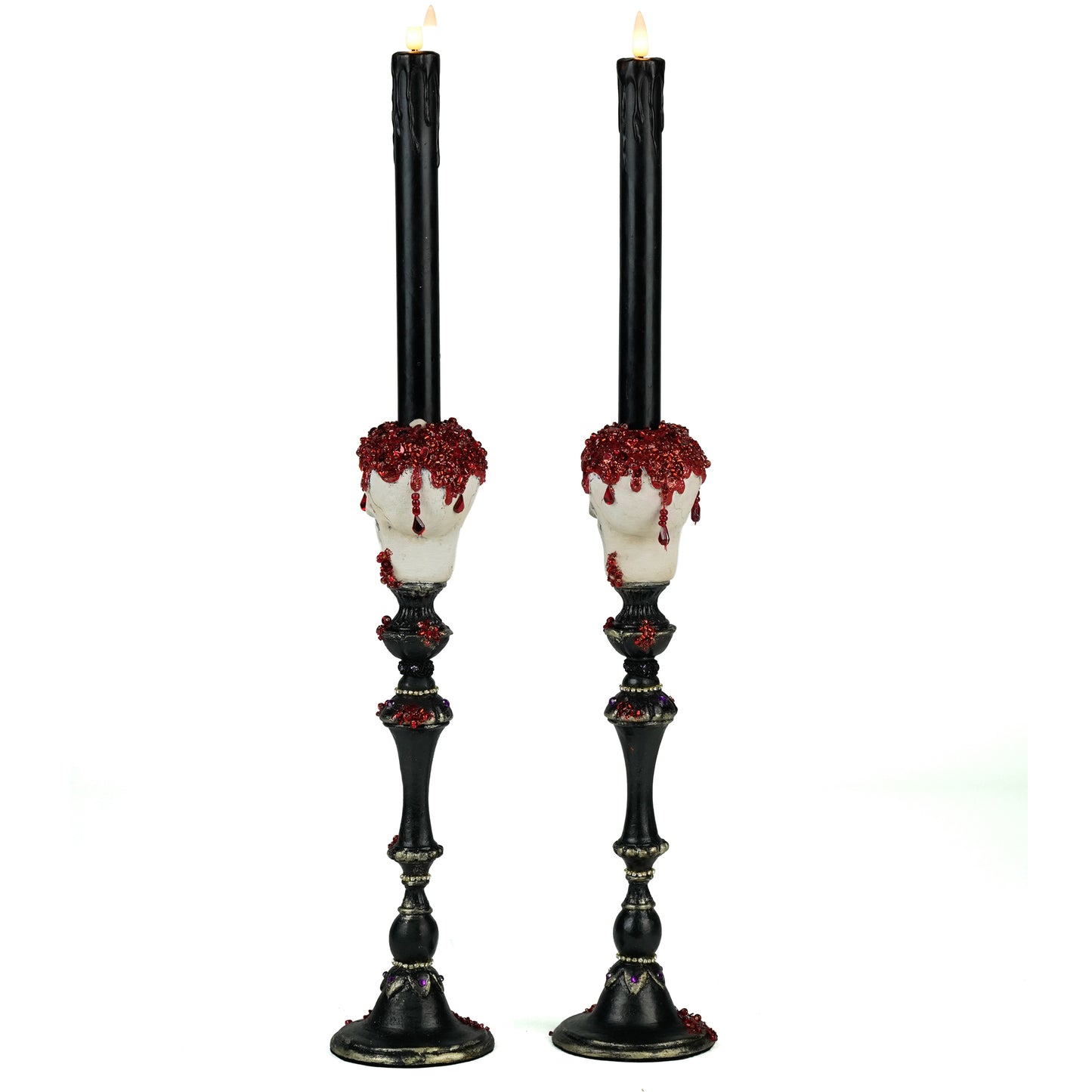 Skull Candlesticks Set of 2  Katherine's Collection Kiss Of Death