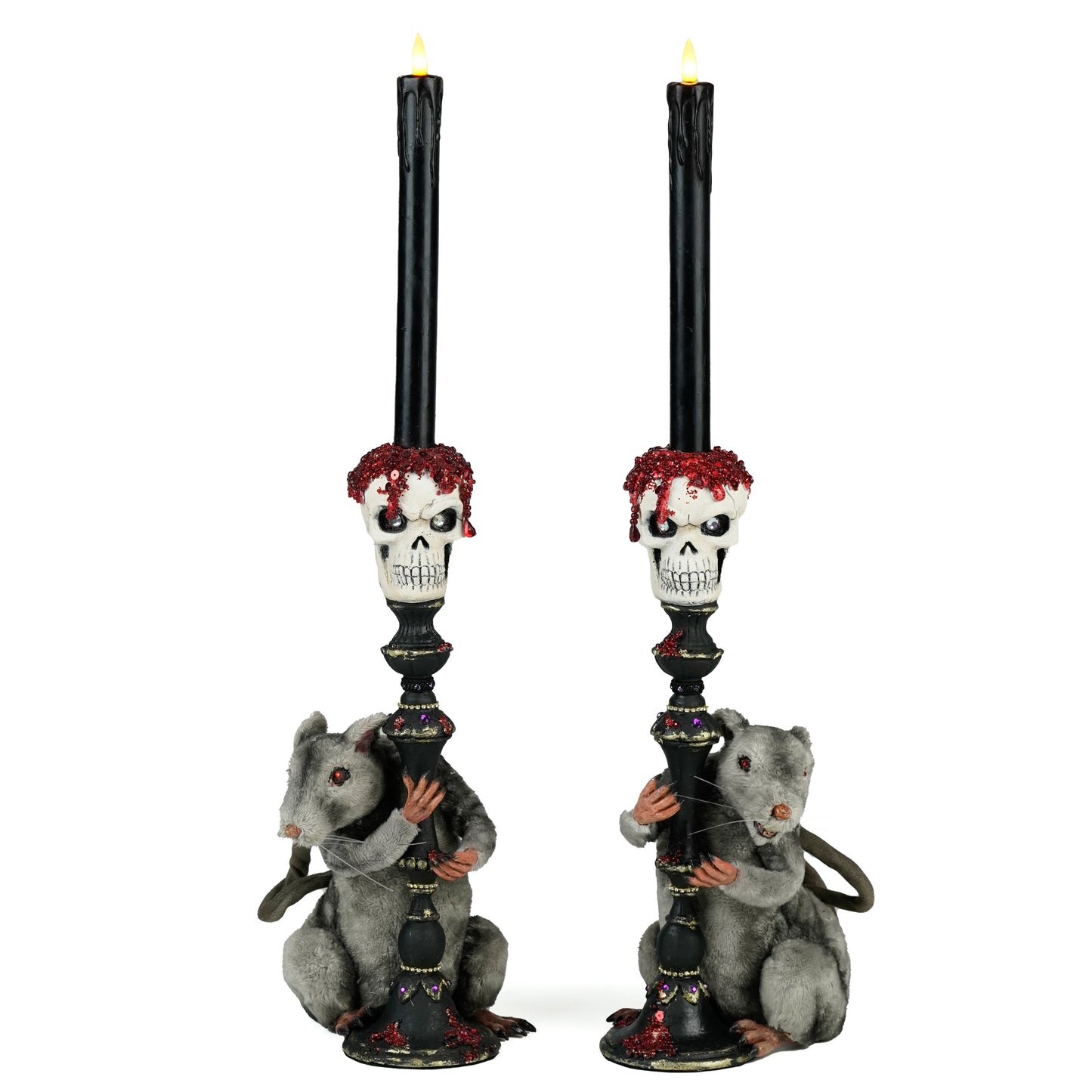 Rat Candlestick Holders Set of 2  Katherine's Collection Skull Candlesticks