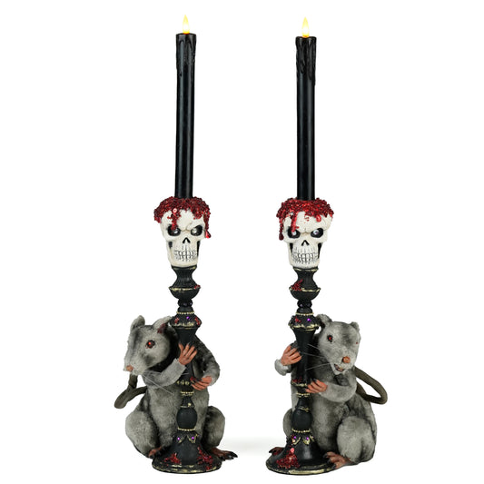 Rat Candlestick Holders Set of 2  Katherine's Collection Skull Candlesticks