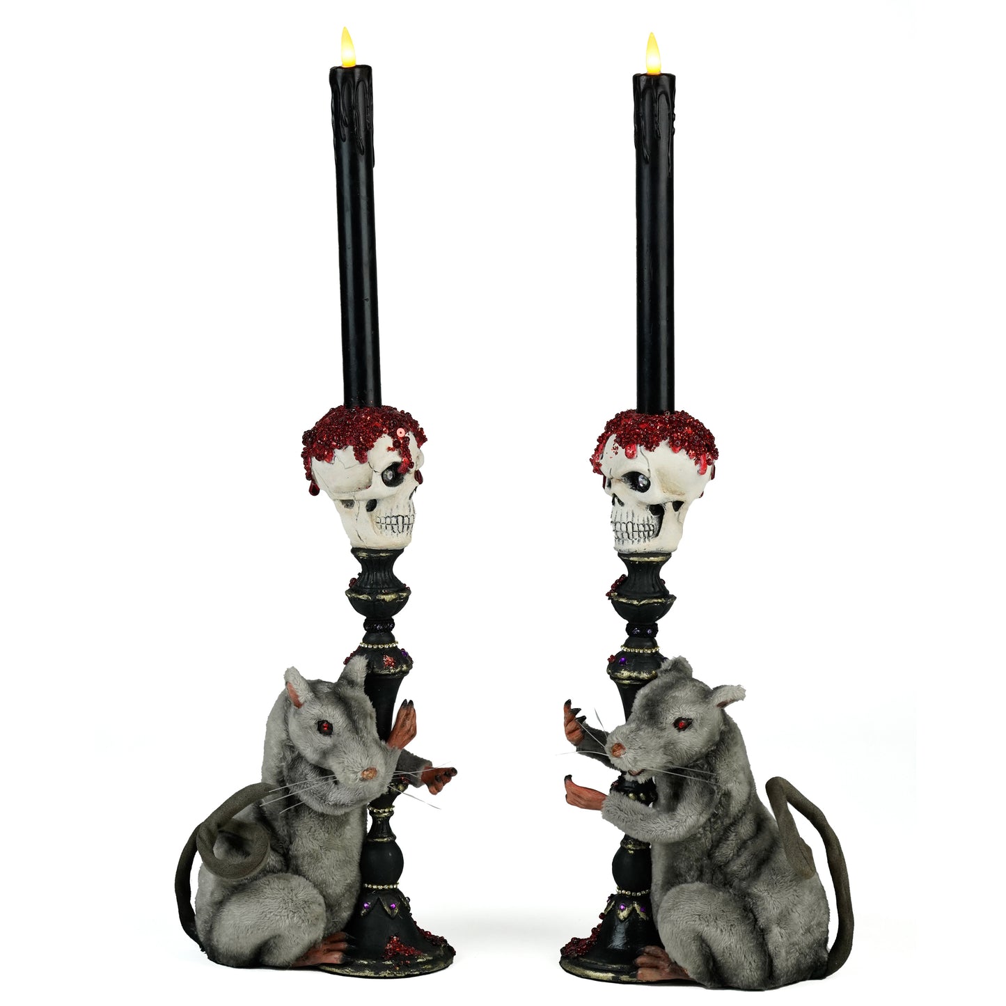 Rat Candlestick Holders Set of 2  Katherine's Collection Skull Candlesticks
