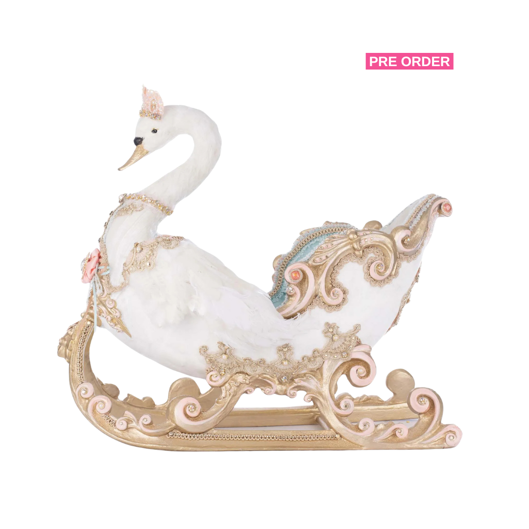 Katherine's Collection Christmas Joyeux Noel Swan Sleigh   Katherine's Collection Christmas Decoration