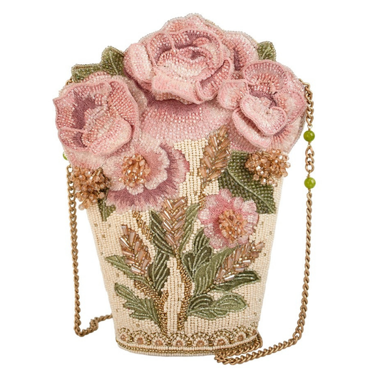 Mary Frances Sweet Pink Floral Bouquet Beaded Crossbody Handbag   Mary Frances Fashion Bag