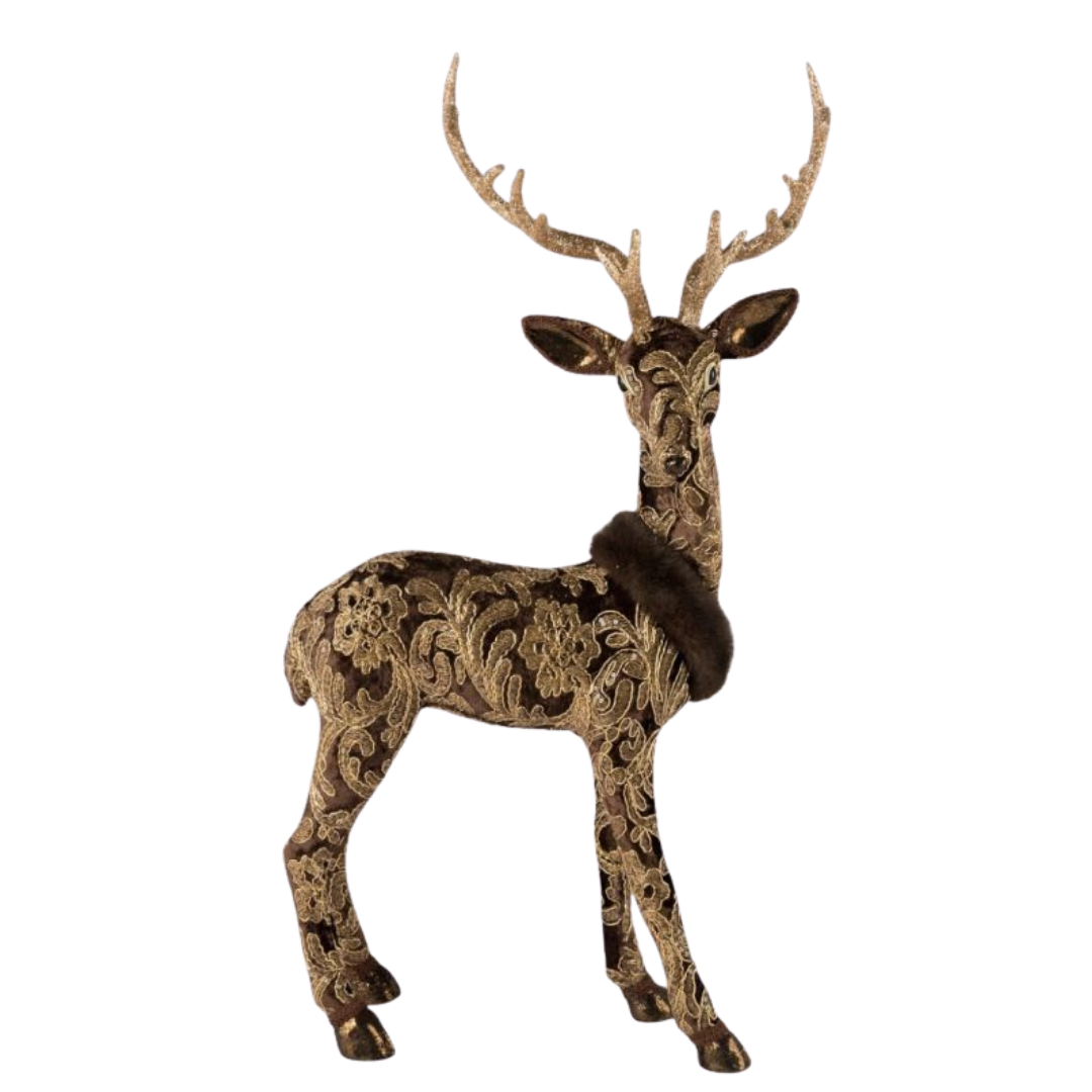 December Diamonds 29.5 inch Brown Standing Deer  Le Chocolat Christmas Reindeer Decor