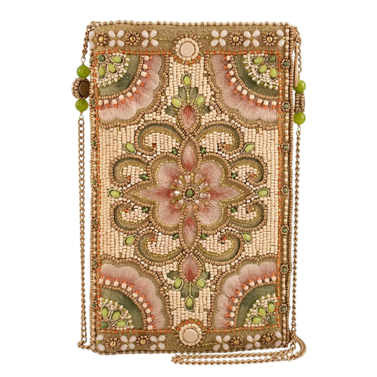 Mary Frances Gentle Touch Pink & Green Floral Beaded Crossbody Phone Bag   Mary Frances Fashion Handbag