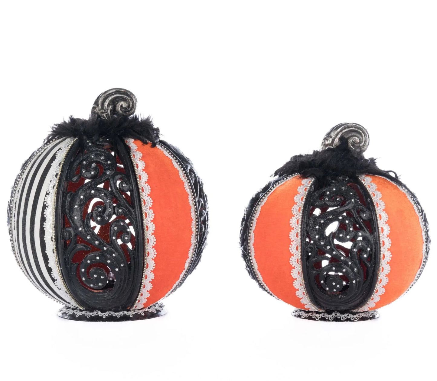 Katherine's Collection Macabre Pumpkins with Tea Lights Set of 2    Katherine's Collection Halloween Pumpkin Set