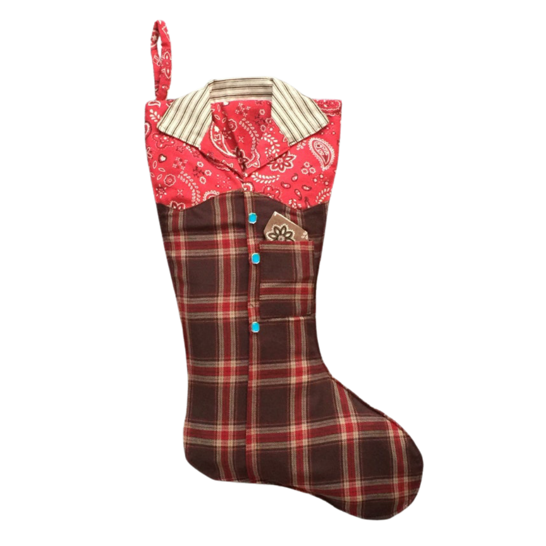 Plaid and Paisley Western Christmas Stocking