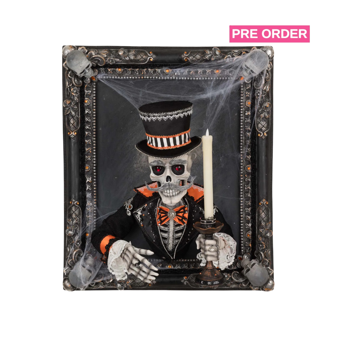 Katherine's Collection Great Grandpa Macabre Wall Piece with Candle   Katherine's Collection Halloween Skeleton Wall Decoration