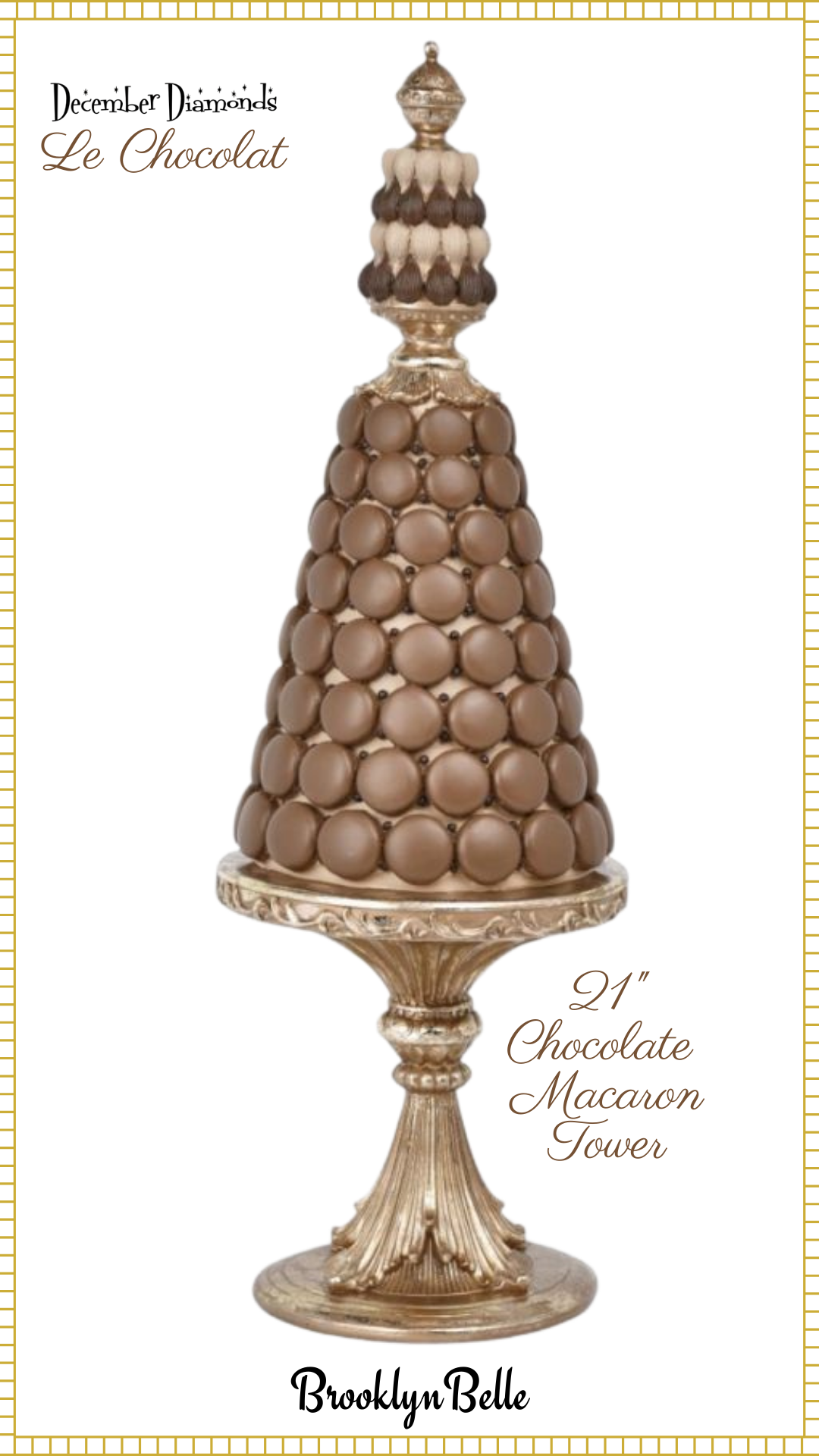 December Diamonds 21 inch Chocolate Macaron Tower  Le Chocolat Christmas Decor
