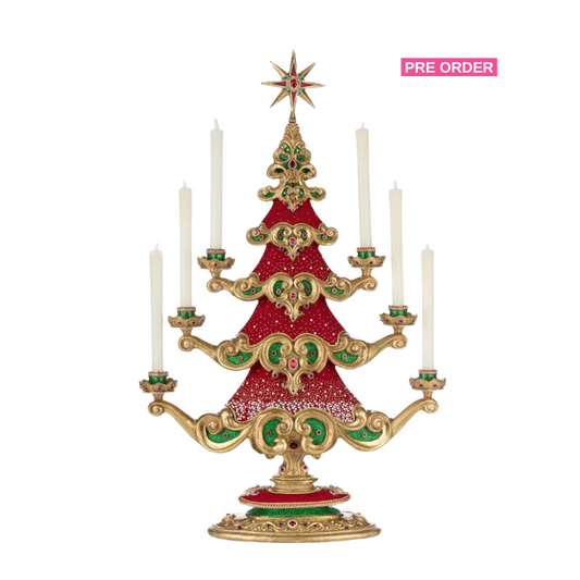 Katherine's Collection Christmas Ball Tree With Candles   Katherine's Collection Royal Christmas Ball Tree Candelabra