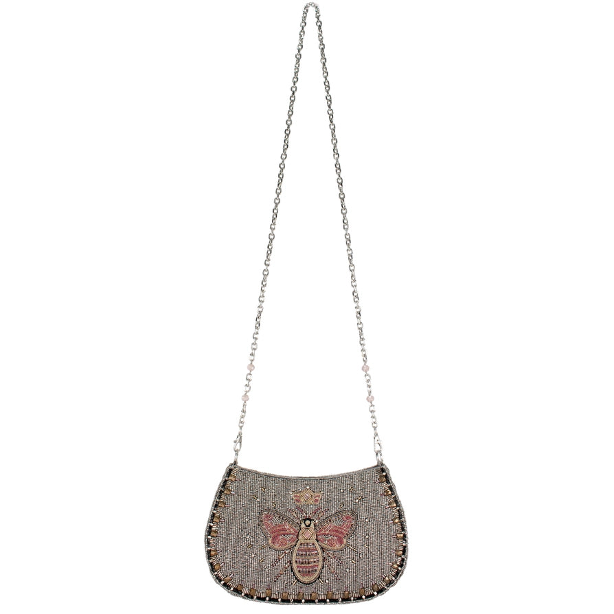 Mary Frances Crystal Buzz Beaded Bee with Crown Crossbody Handbag