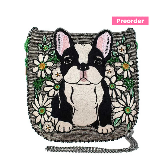 Mary Frances Pardon My Frenchie Crossbody Handbag  Mary Frances Frenchie Beaded Handbag