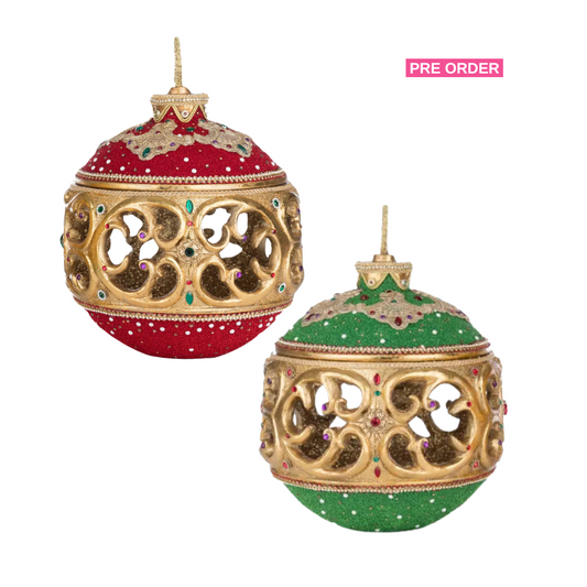 Katherine's Collection Royal Christmas Ball Tabletop Ornament With Tea Light Set   Katherine's Collection Ornaments Decor
