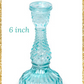 6-Inch Turquoise Pressed Glass Candle Holder