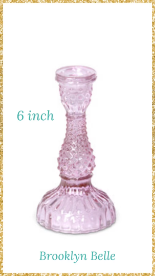 6-Inch Violet Pressed Glass Candle Holder