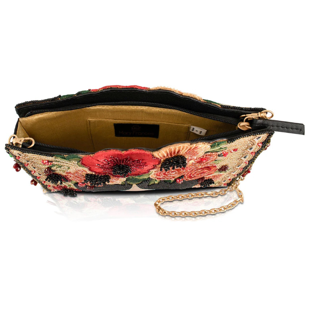 Mary Frances Icon With Flower Headpiece Crossbody Handbag