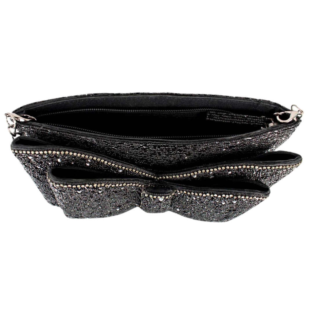 Mary Frances Beaded Bow Chic Crossbody Clutch Handbag    Mary Frances Black Bow Clutch Purse
