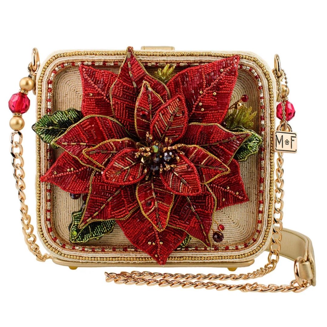 Mary Frances Poinsettia Shoulder Bag  Mary Frances Christmas Holiday Shoulder Bag
