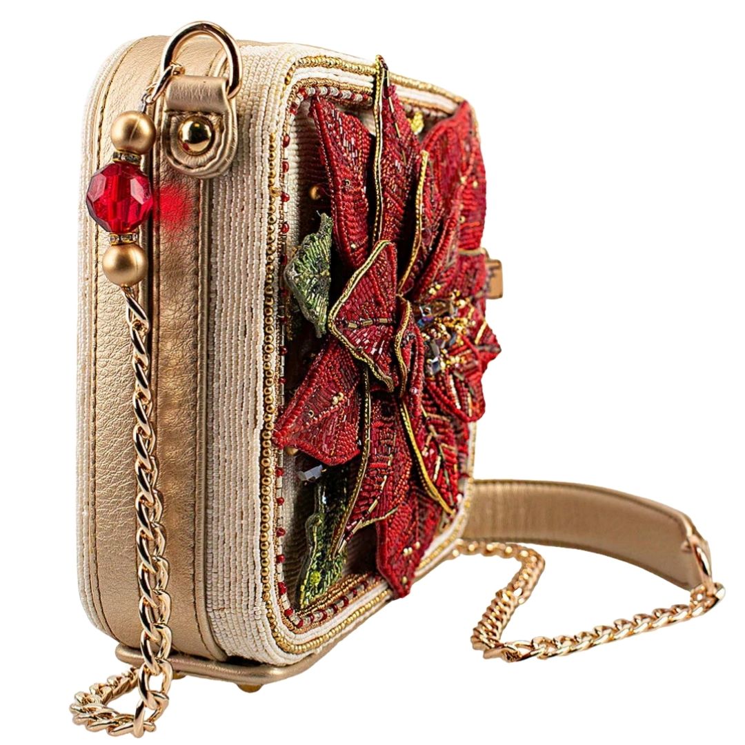 Mary Frances Poinsettia Shoulder Bag  Mary Frances Christmas Holiday Shoulder Bag