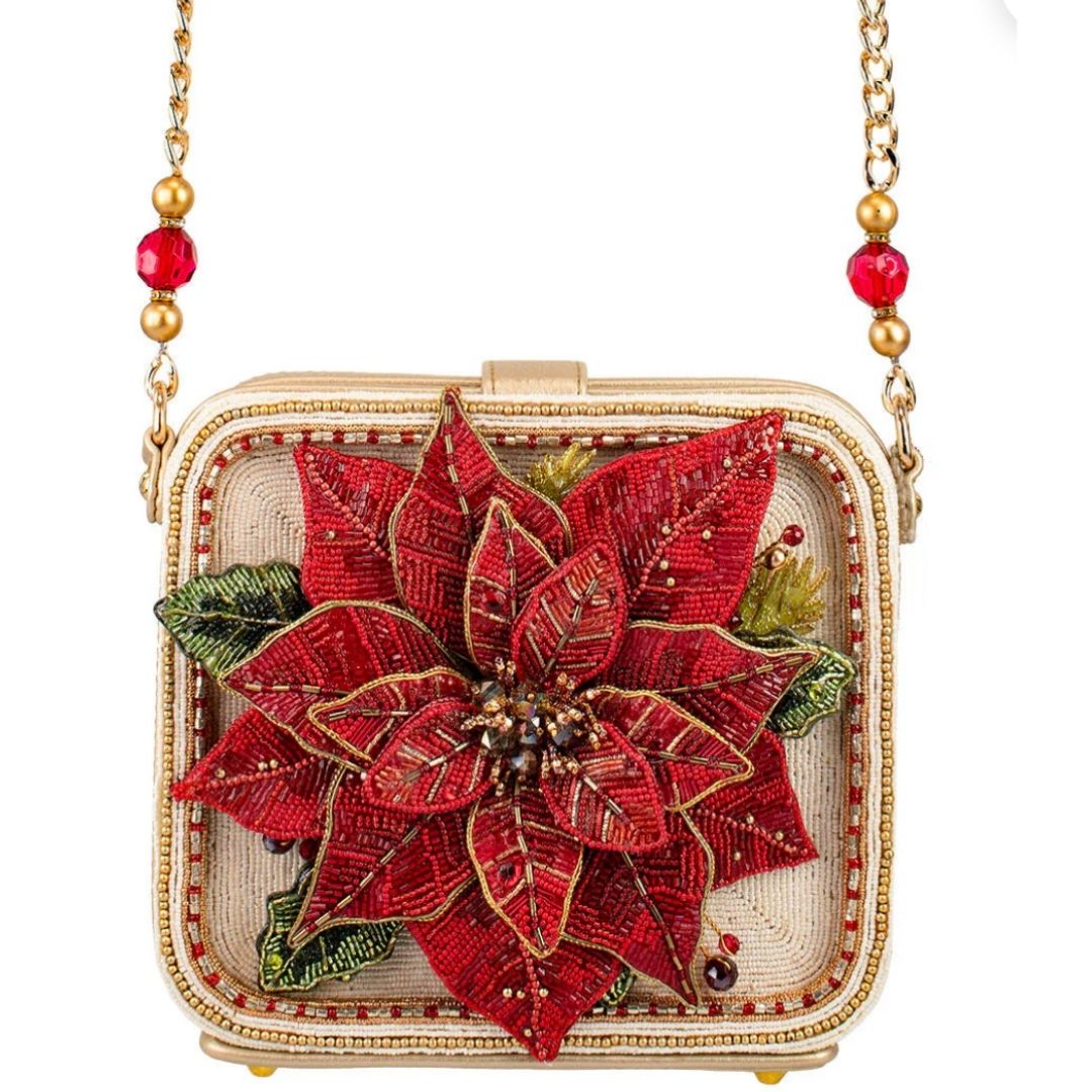 Mary Frances Poinsettia Shoulder Bag  Mary Frances Christmas Holiday Shoulder Bag