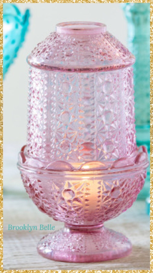 8-Inch Violet Pressed Glass Votive Candle Holder