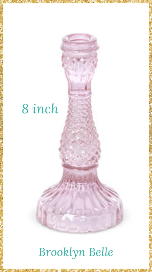 8-Inch Violet Pressed Glass Candle Holder