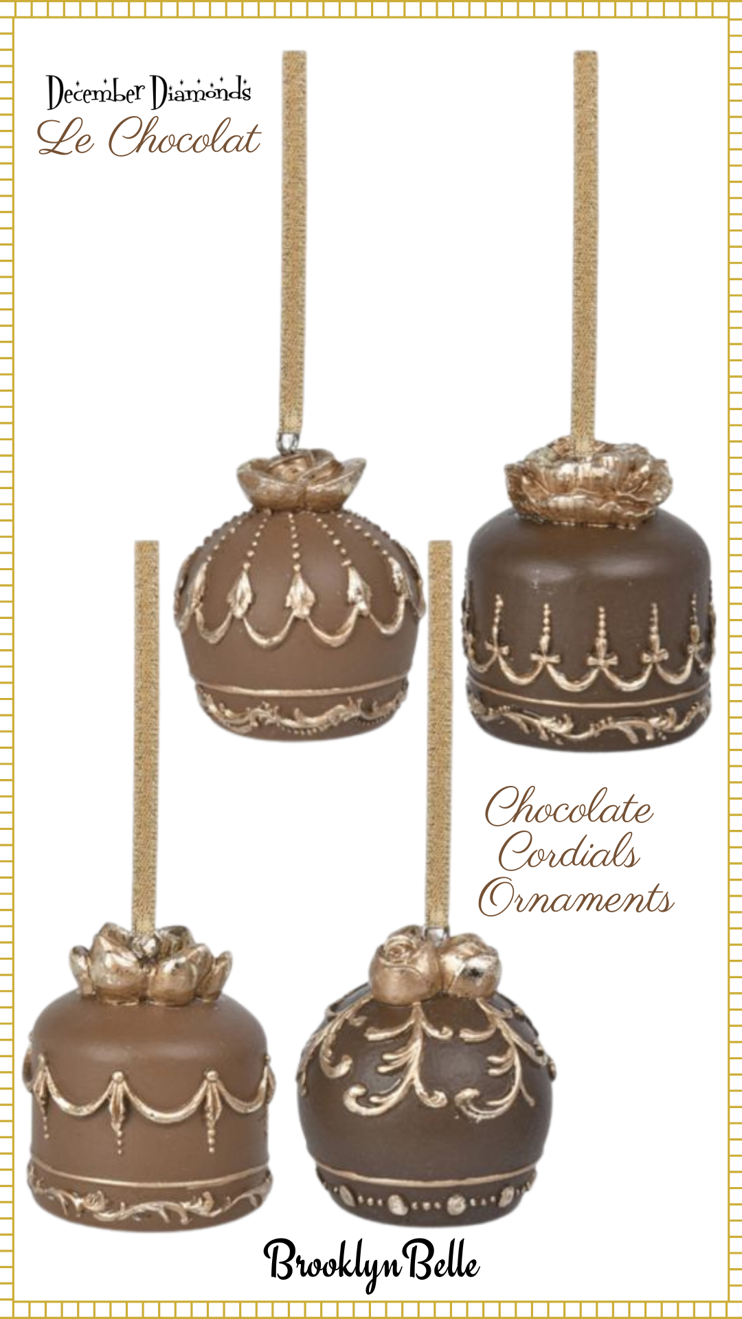 December Diamonds 4 Assorted Chocolate Cordials  Le Chocolat Sweet Dessert Collection