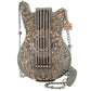 Mary Frances Headliner Beaded Silver and Gold Guitar Crossbody Bag