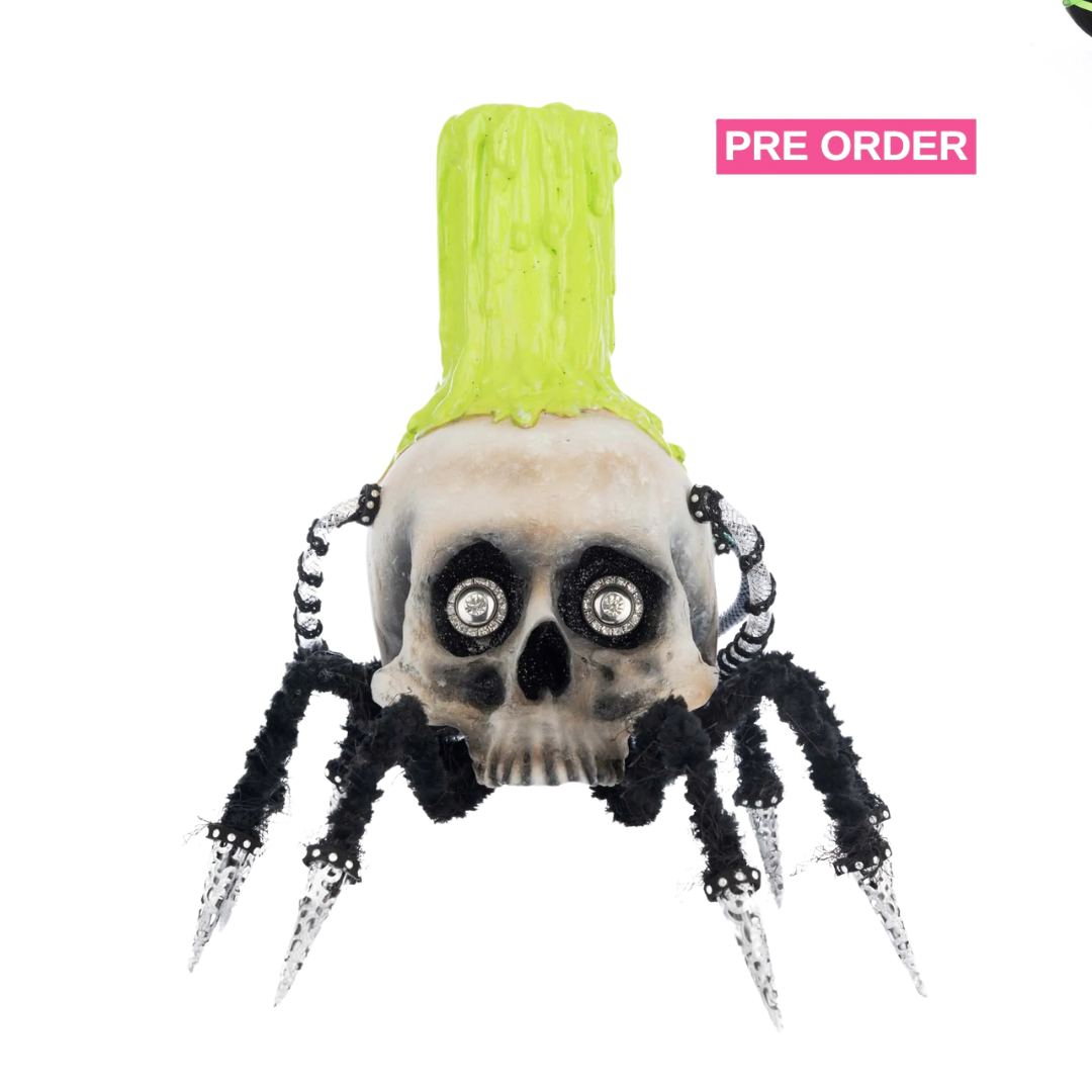 Katherine's Collection Chaotic Spider Skull Candle Holder   Katherine's Collection Halloween Spider Skull Candle